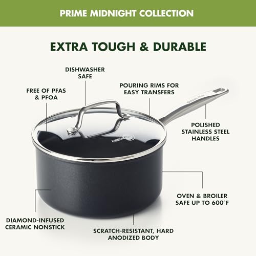 Hard Anodized Ceramic Nonstick 3QT Saucepan Pot with Lid S87909