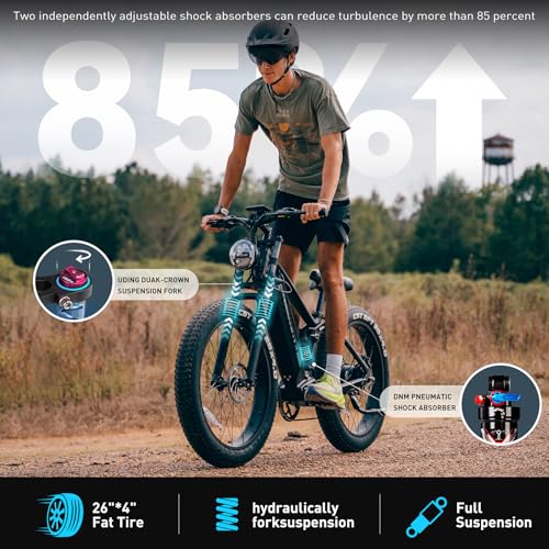 Electric Bike for Adults Fat Tire 52V 20AH Removable Battery 26 Inch Full Suspension S9895