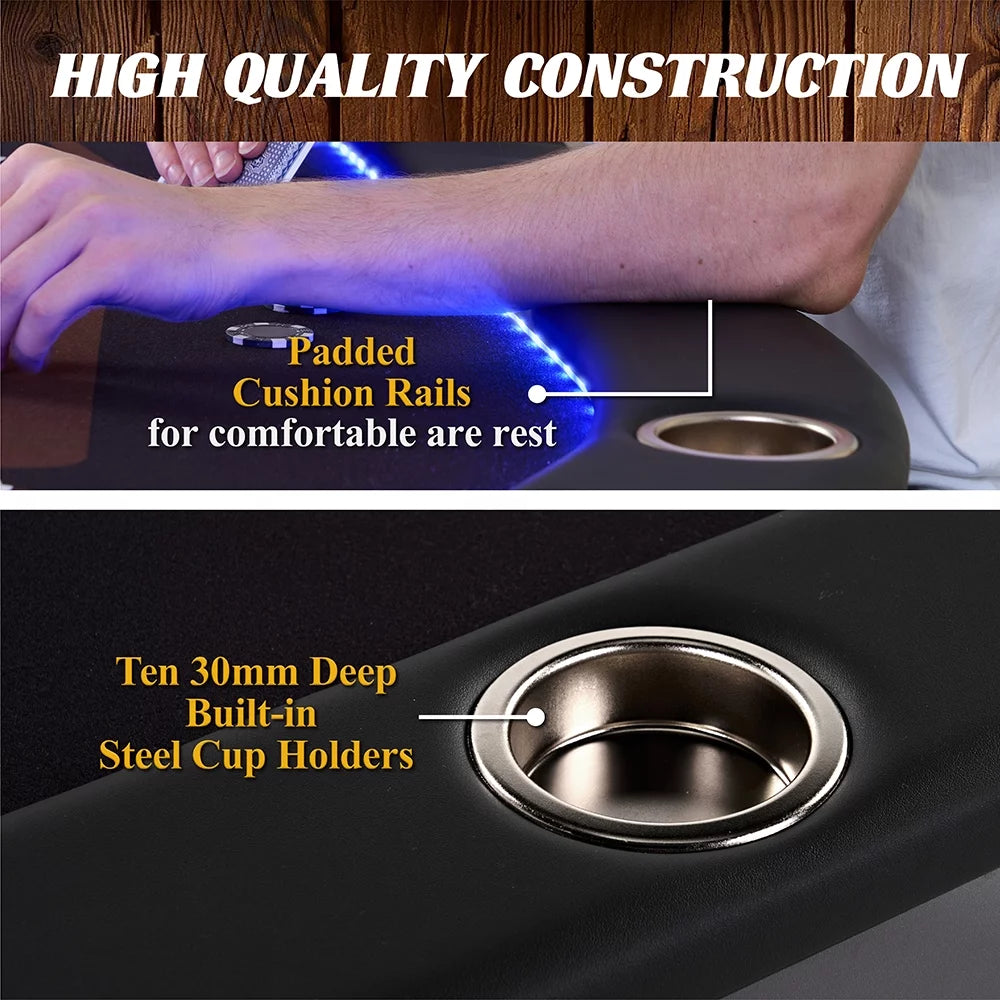 10-Player Poker Table with In-laid LED Lights N32492