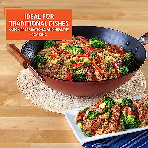 Cast Iron Wok with Wood Handles 14-Inch X1322