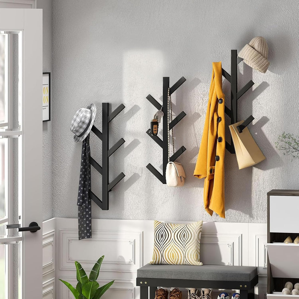 Wall Mount Coat Rack, Matte Black, 2 Pack K361