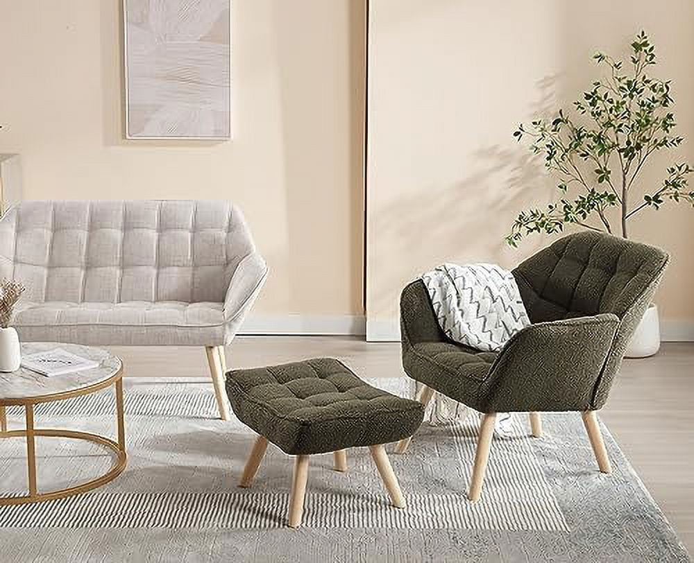 Small Loveseat 2-Seat Sofa with Wingback and Wood Legs K7724