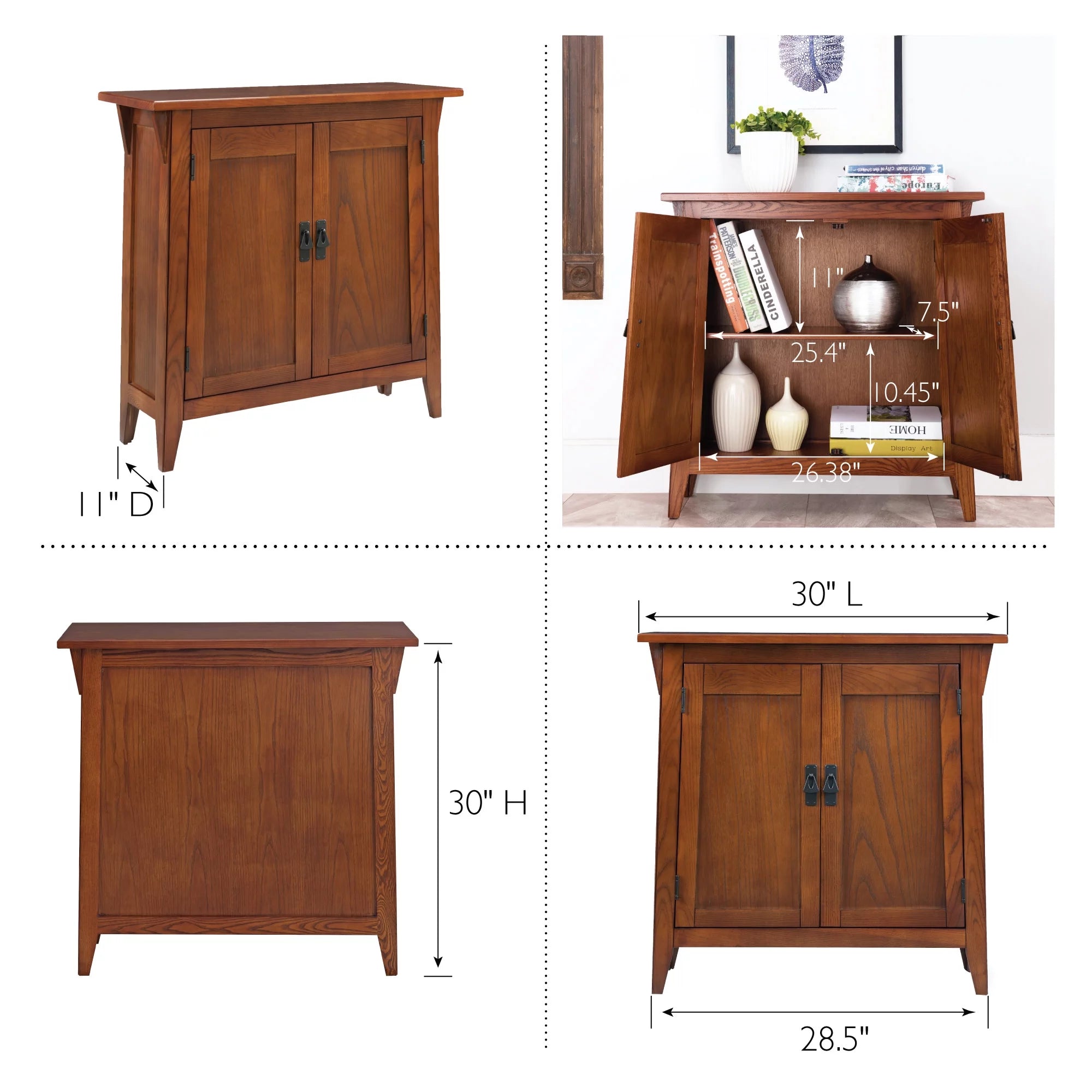 Mission Foyer Cabinet Hall Stand, Solid Wood, Rich Russet Finish Q836359