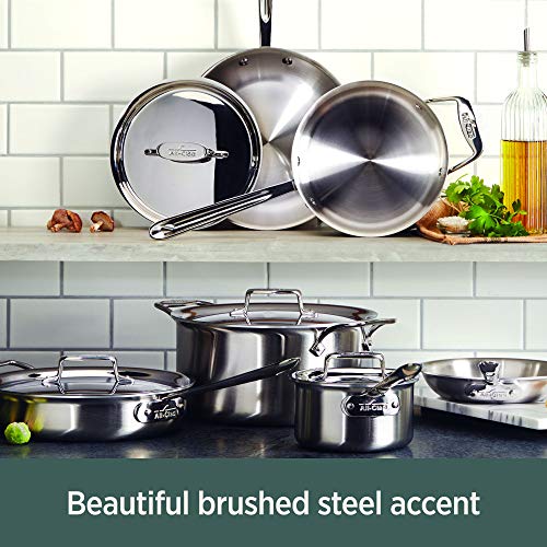 Brushed Stainless Steel Cookware Set 14 Piece Induction Safe H323