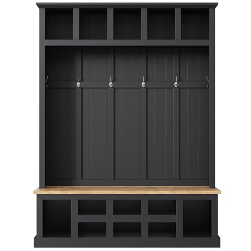Hall Tree with Coat Rack, Cushion and Shoe Storage Bench P7623