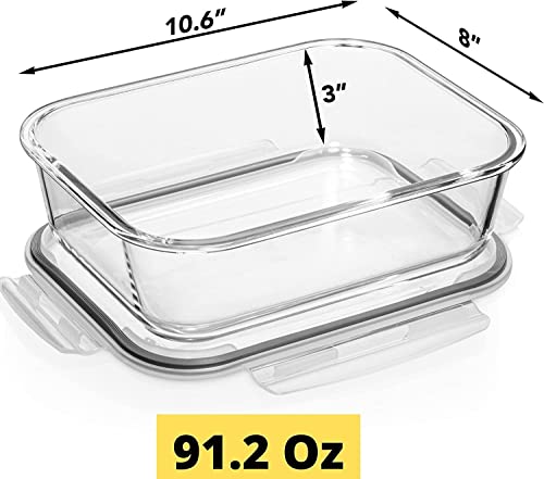 Large Glass Food Storage Containers with Airtight Lids, Oven and Freezer Safe D19741