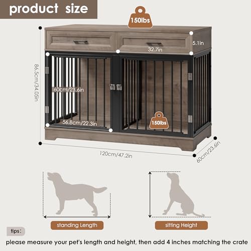 Wooden Dog Crate Furniture with Removable Divider, White J40493