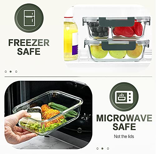 10 Pack 30 oz Glass Meal Prep Containers with Airtight Lids J13186