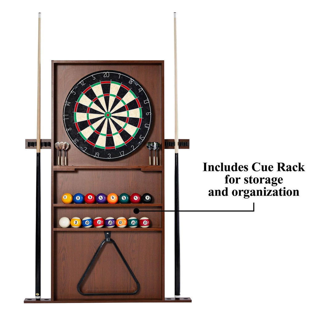 90" Ball and Claw Leg Pool Table with Cue Rack and Dartboard Set, Green Y964639