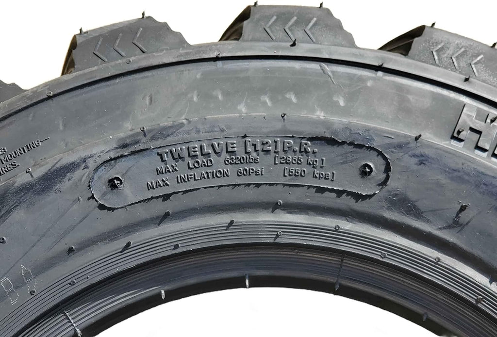 Heavy Duty 12x16.5 12 Ply Skid Steer Tire with Rim Guard F682