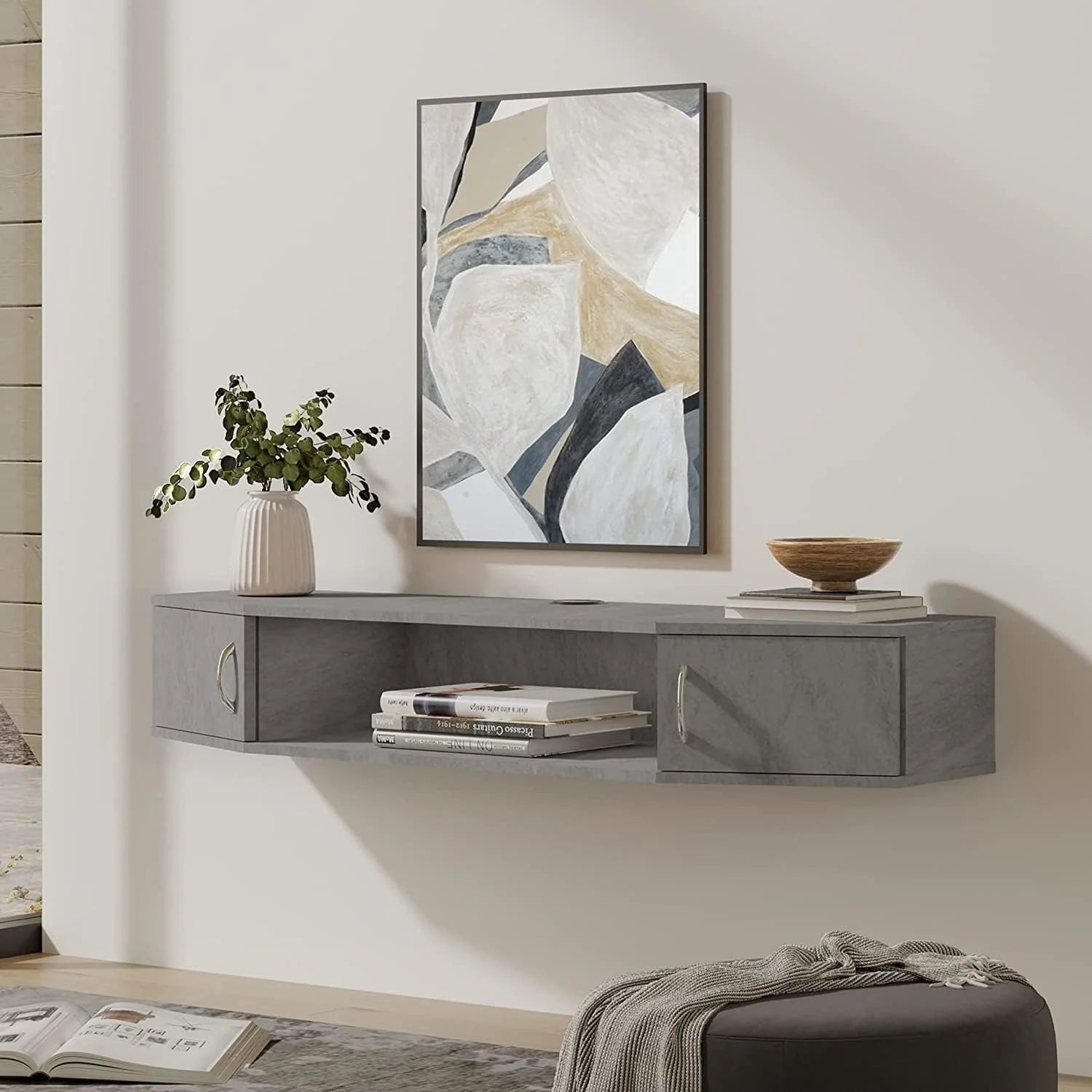 Floating TV Stand with Cabinet, Wall Mounted TV Shelf, 70'' C179431