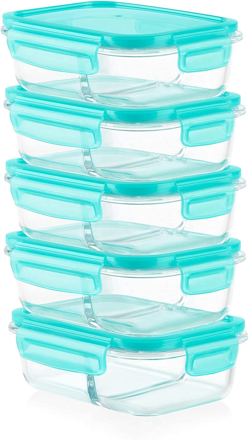 10-Pc Bento Box Set, Divided Glass Food Storage Containers with Latching Lids K261