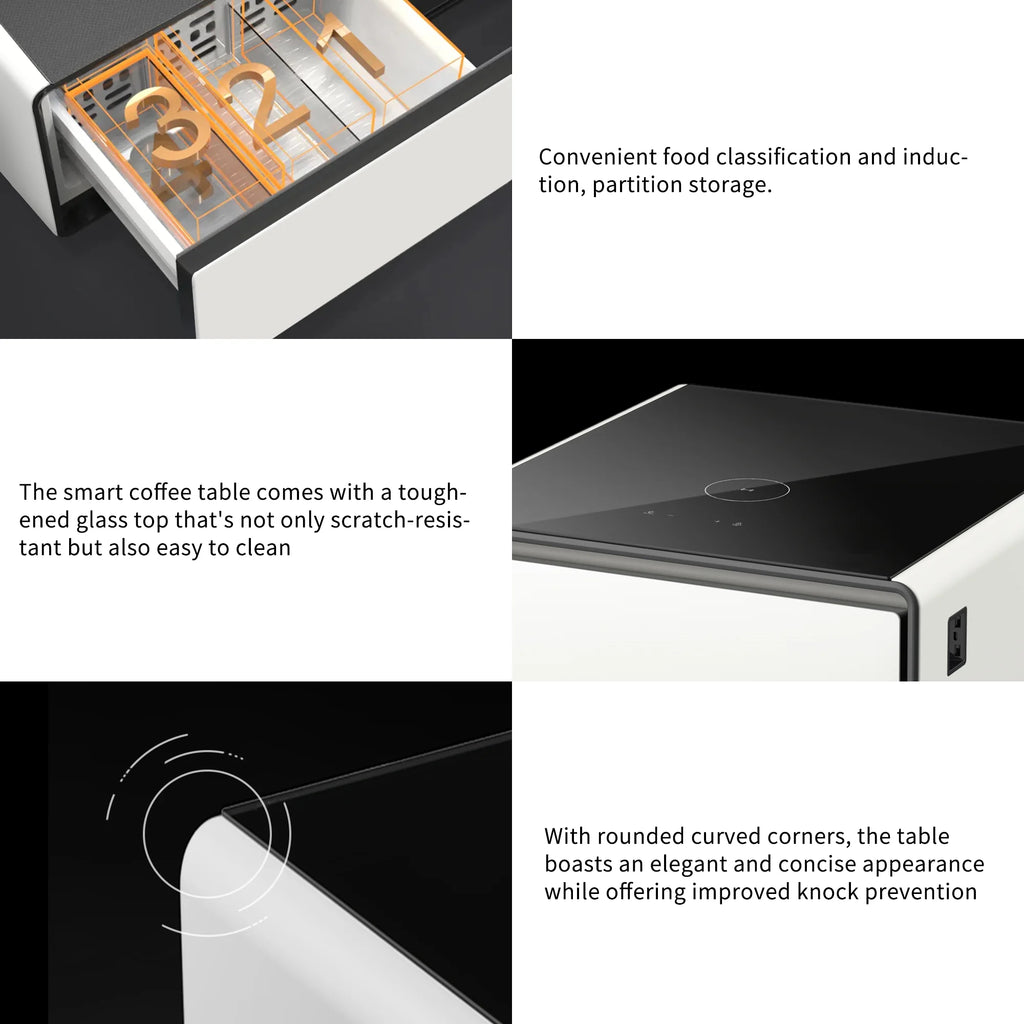 Smart Side Table with Built-in Fridge and Charging Station P6240