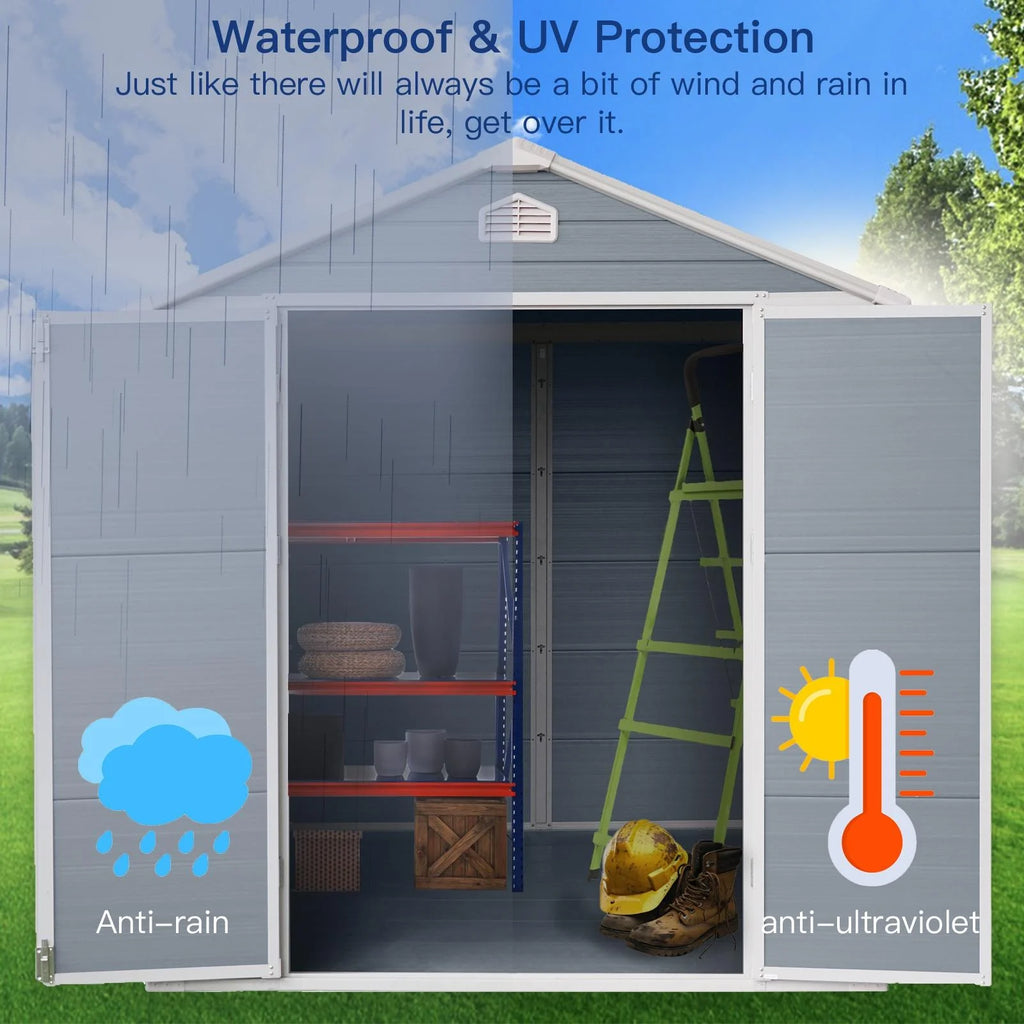 Outdoor Resin Storage Shed with Reinforced Floor and Lockable Door G370