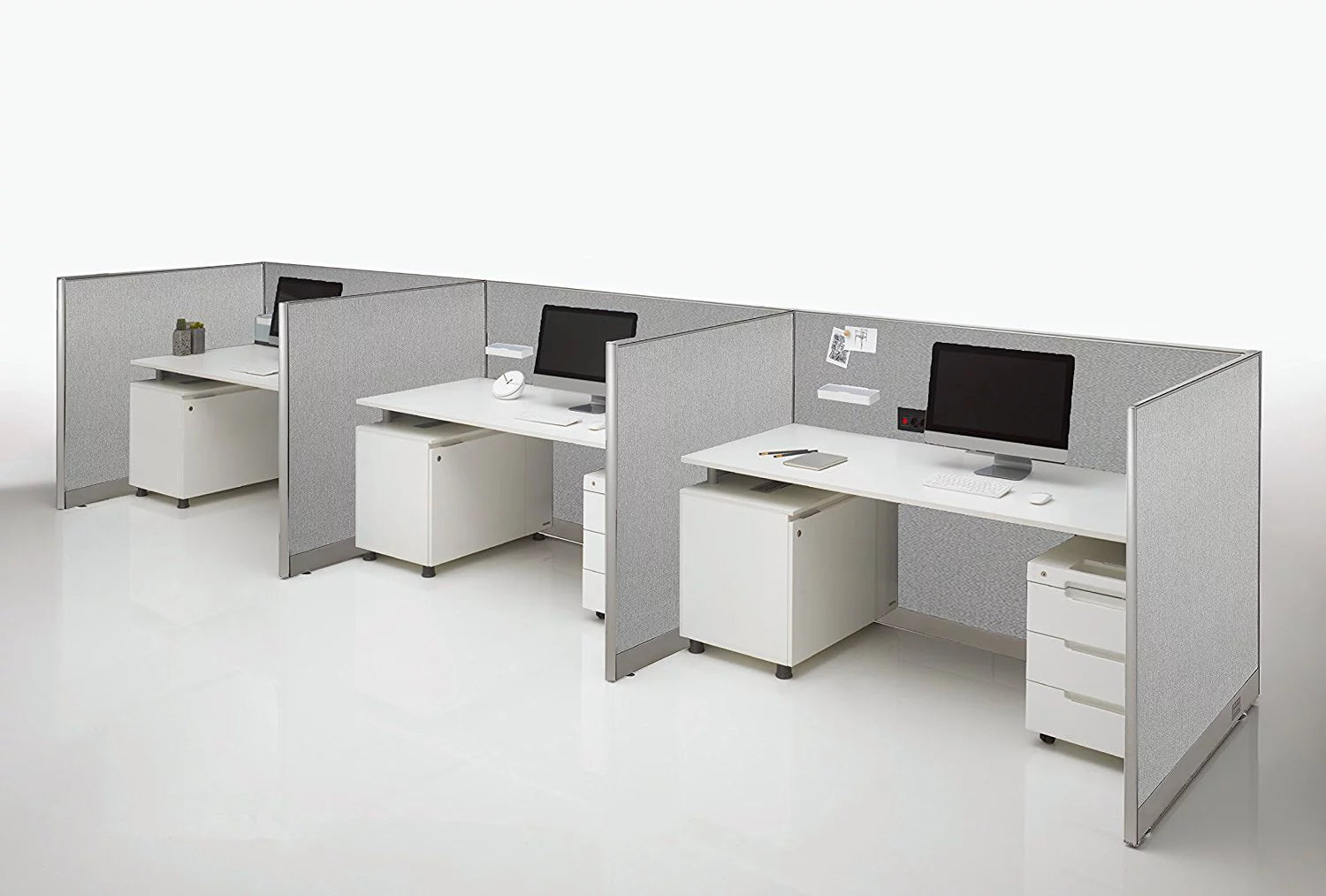 Office Cubicle Double 4 Stations with Partition Wall P117