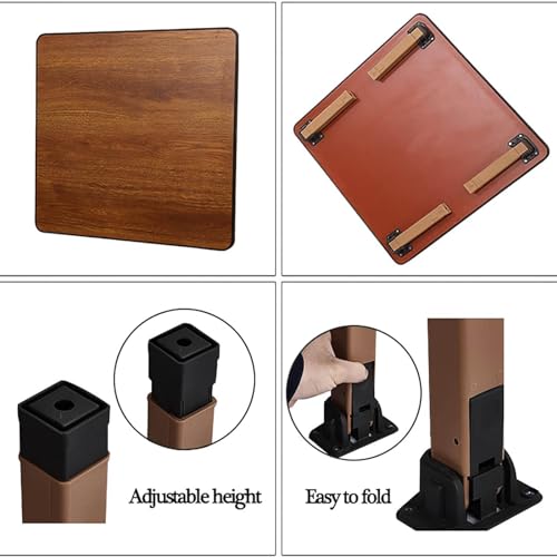 Japanese-Style Square Folding Tea Coffee Table, Adjustable Low Table for Floor Sitting, 70x70cm H135