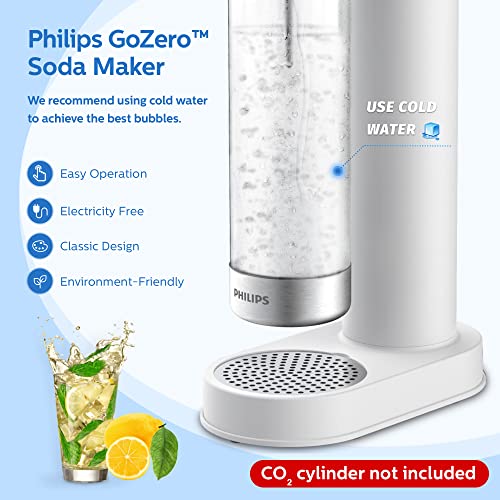 Stainless Sparkling Water Maker Soda Machine for Home with BPA Free 1L Bottle, White U394708