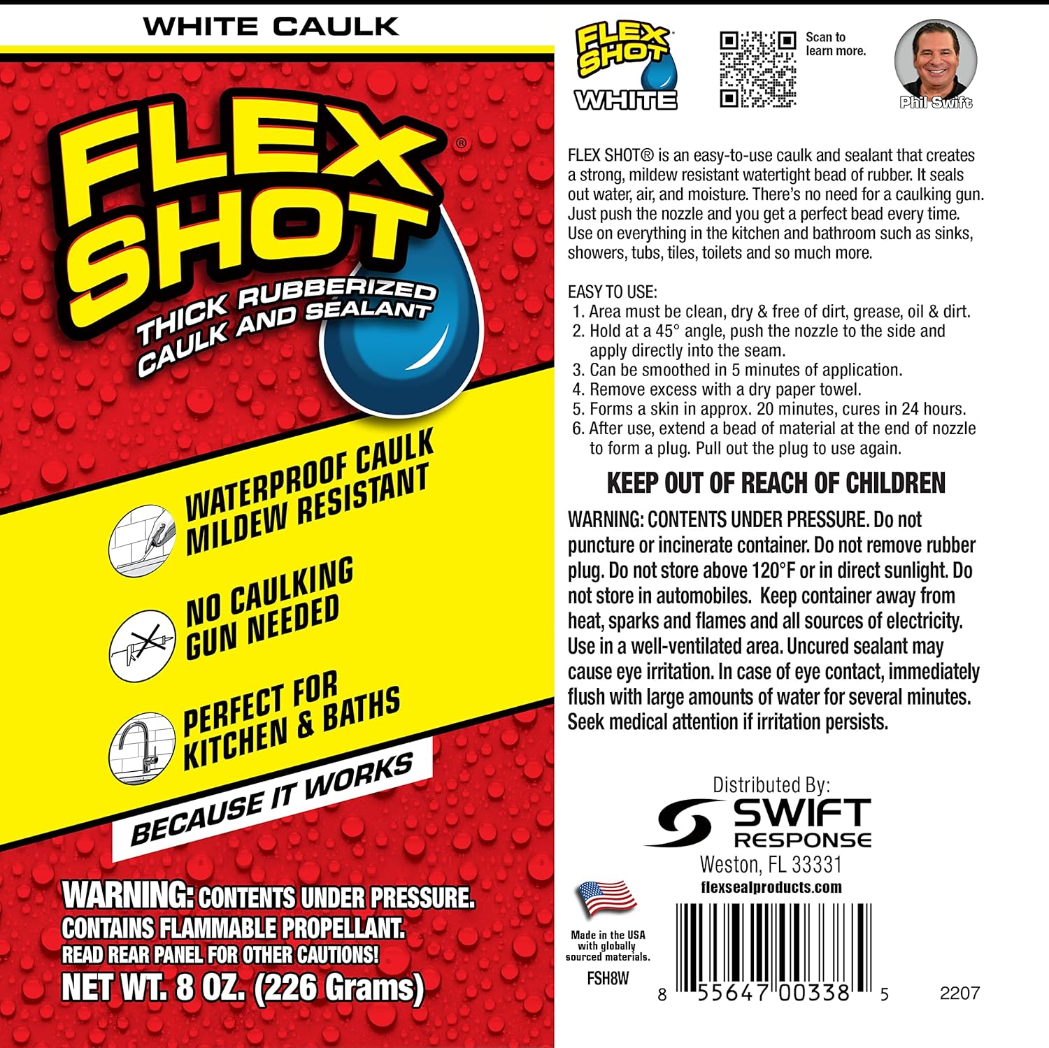Flexible Rubber Silicone Sealant, 8 oz, 6-Pack, White A4826