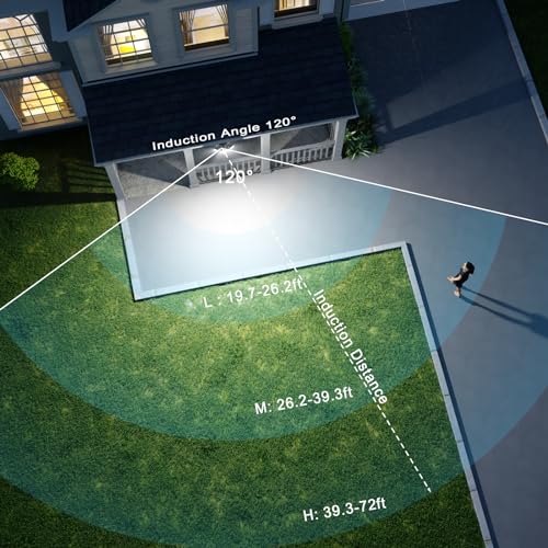 Motion Sensor Security Lights with Remote Control, 3 Heads Outdoor Flood Lights, Dusk to Dawn, 2 Pack B299312