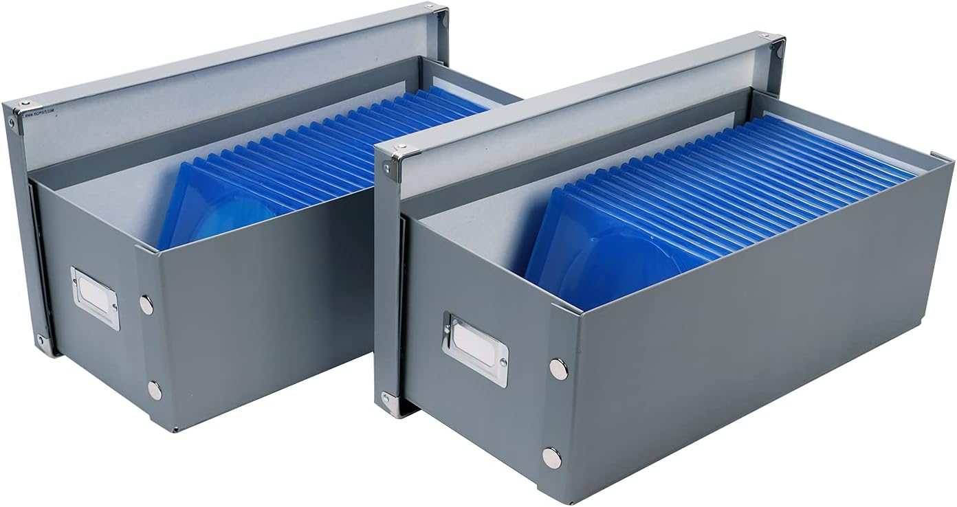 DVD Storage Box 2 Pack, Durable Movie Disc Holders with Lids W6765