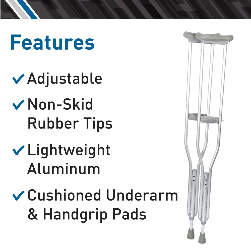 Aluminum Crutches for Adults, Height Adjustable, Medium S27485