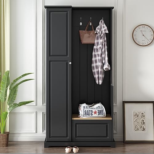 Hall Tree with Flip-Up Bench and Shoe Cabinet W20153