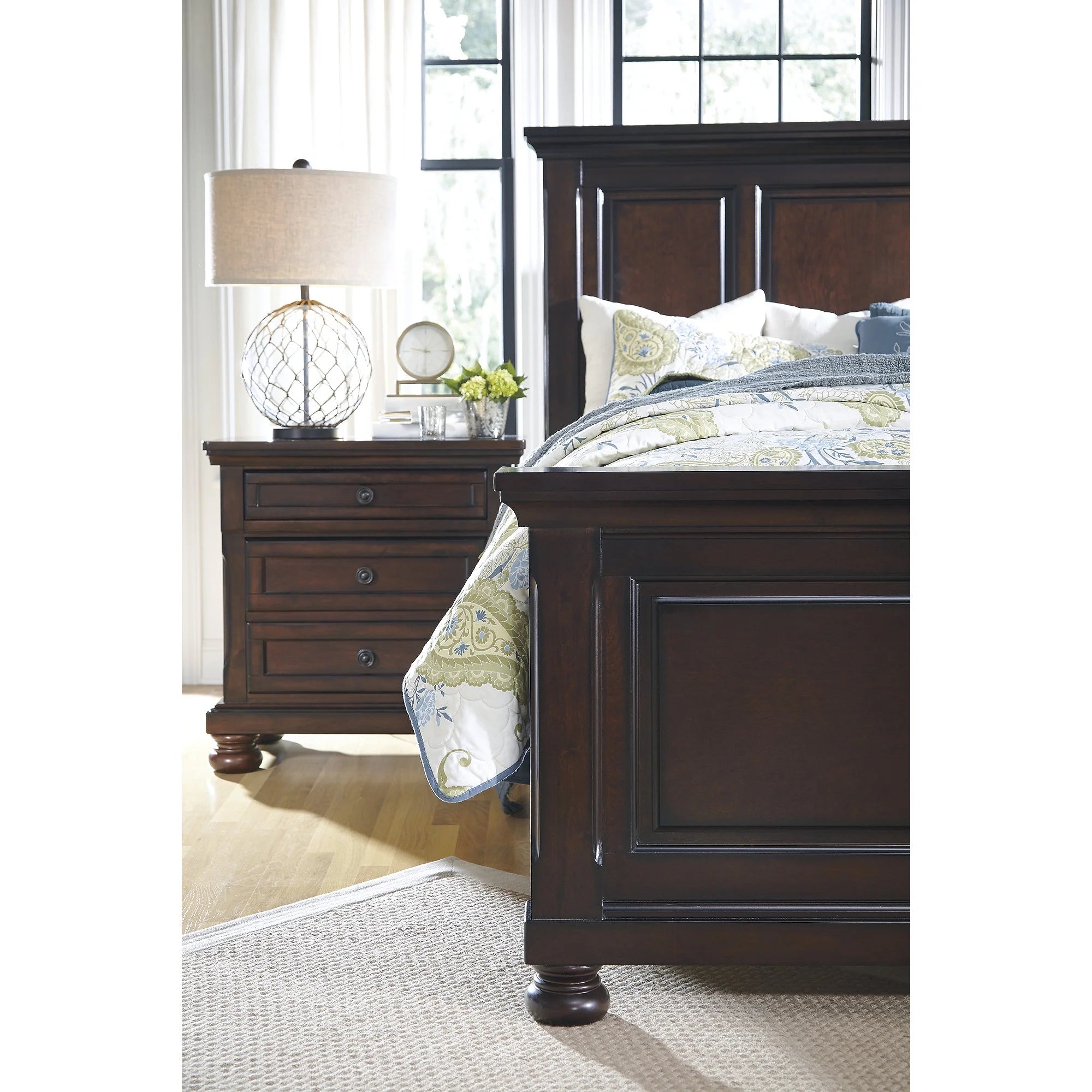 2 Drawer Nightstand with Dovetail Construction, Dark Brown F738959